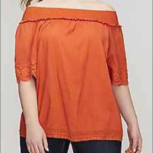Lane Bryant Off the Shoulder Top - 18/20 - Orange - Picture 1 of 7